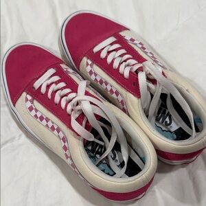 Vans Women's Bold Pink and Cream Sneakers